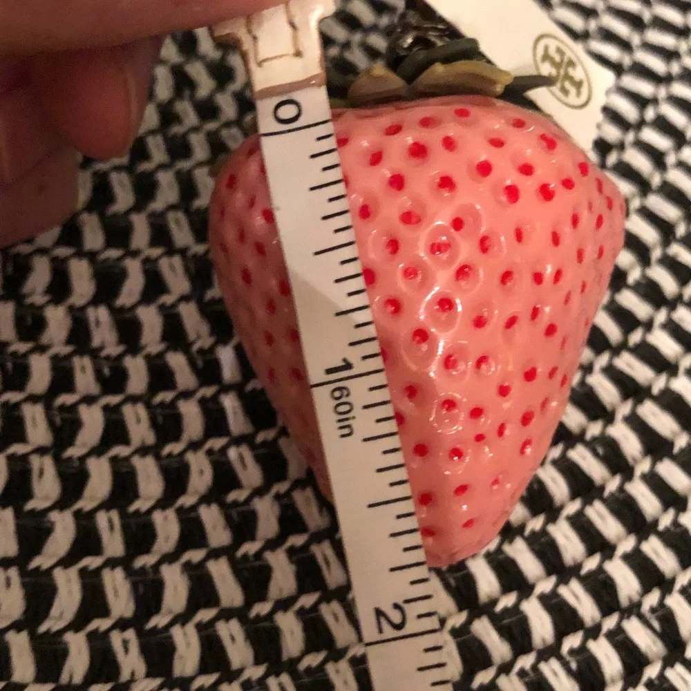 Authentic New with tag. Tory Burch Pink Strawberry bag charm.